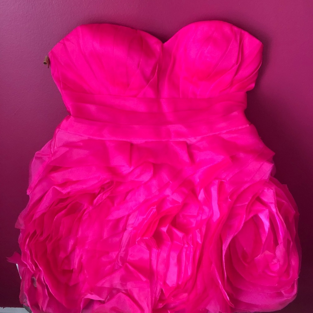 Tony Bowls strapless hot pink dress